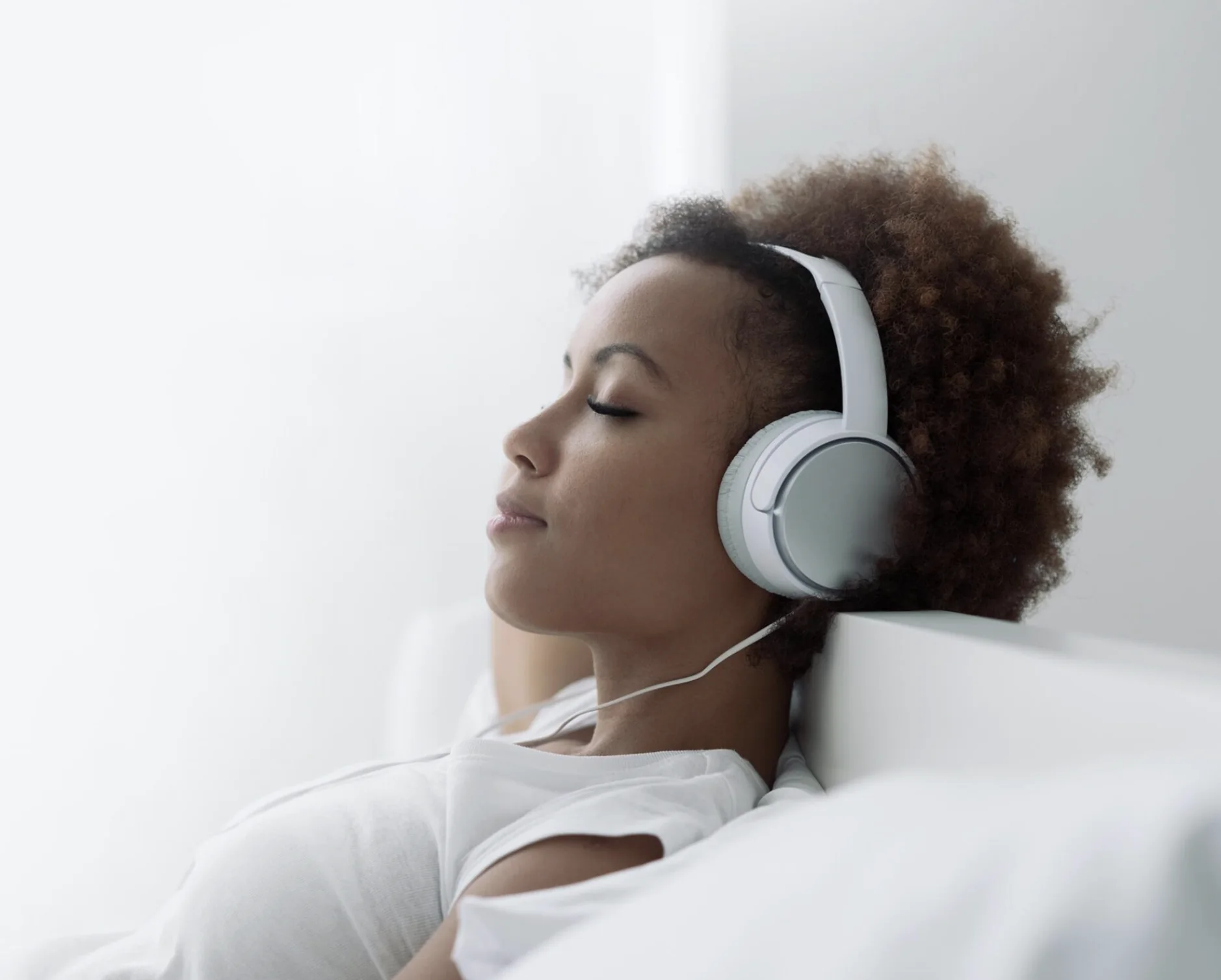 Woman relaxing with headphones